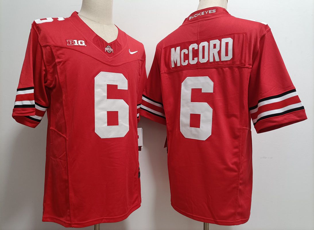 Men Ohio State Buckeyes #6 Mccord Red Nike 2025 NCAA Jersey->ncaa teams->NCAA Jersey